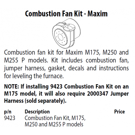 Ventilateur de combustion Maxim M175-M250-M255P