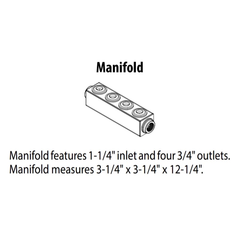 Collecteur comprend une entrée de 1-1/4" et quatre sorties de 3/4"